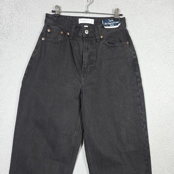 Abercrombie & Fitch Jeans Size 25/0R Black Tapered Loose High Rise Curve Love - Picture 3 of 12